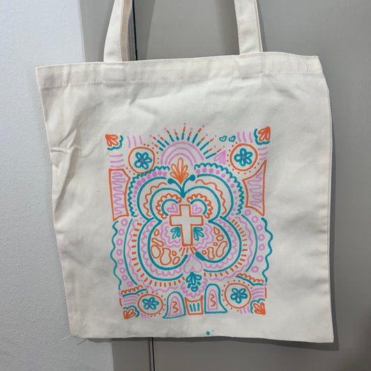 Cross Butterfly Original Hand-Painted Tote Bag