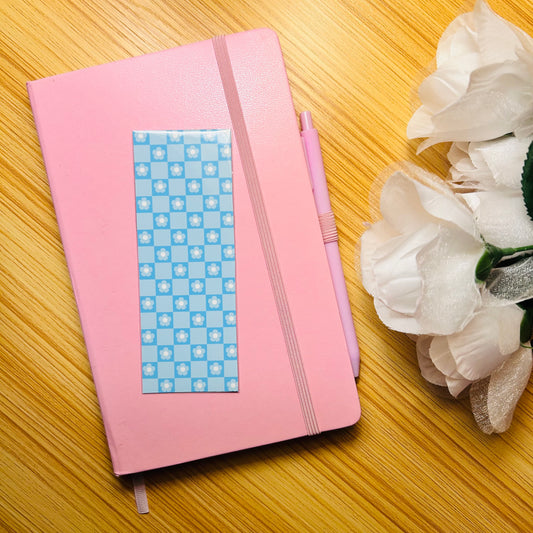 Be Still and Know That God is With You Blue Flower Checkered Bookmark