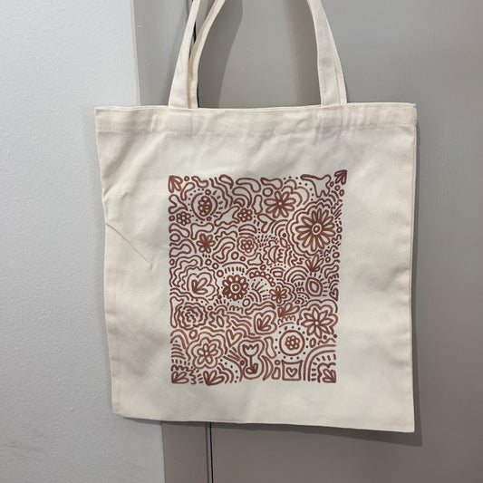 Brown Line Art Original Hand-Painted Tote Bag