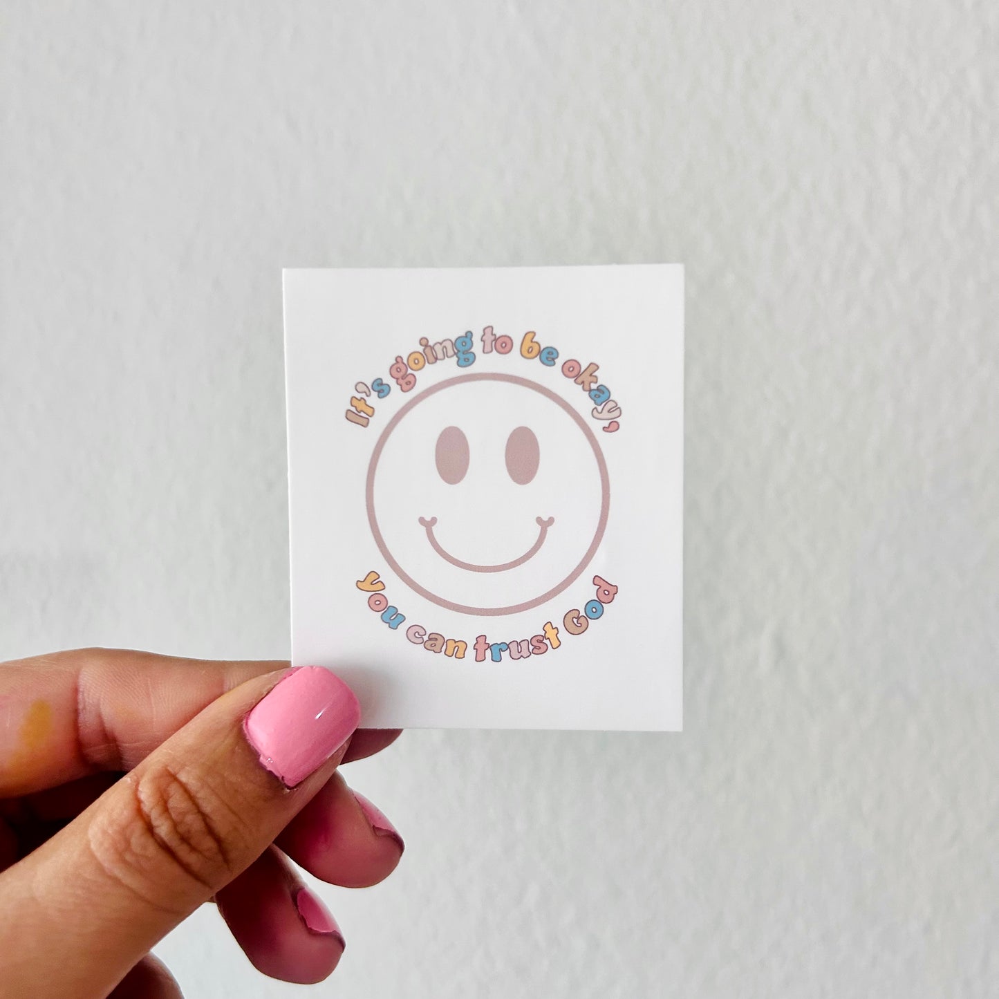 Es wird alles gut, vertrau auf Gott: Glaubensbasierter Happy-Face-Aufkleber