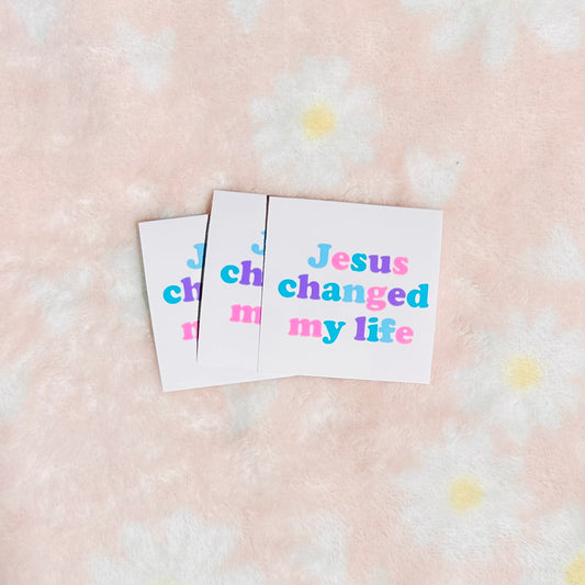 Jesus Changed My Life Colorful Rainbow Christian Sticker