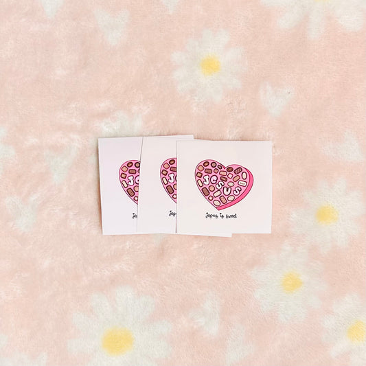 Jesus is Sweet Pink Heart-shaped Box with Chocolates Christian Sticker