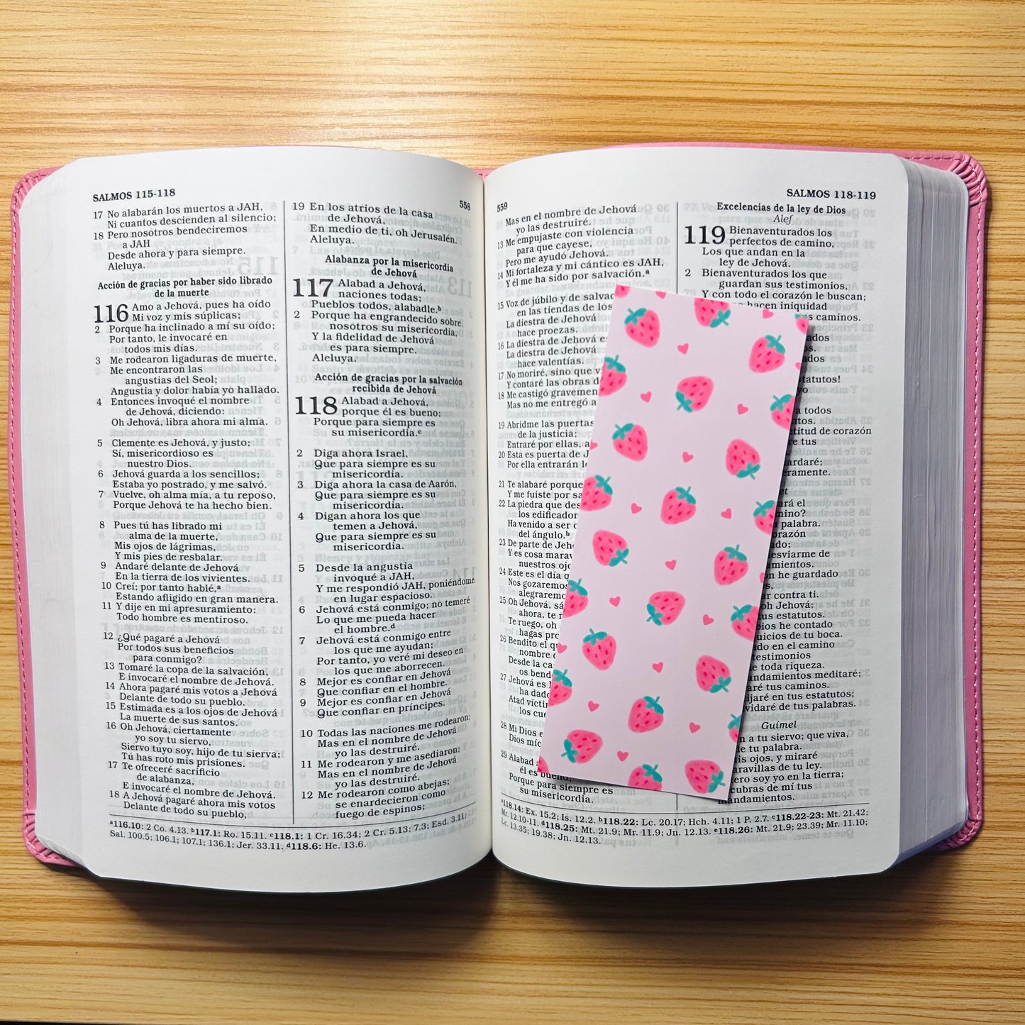 Jesus is Sweet🍓 Christian Bookmark with Strawberry and Heart Pattern Design