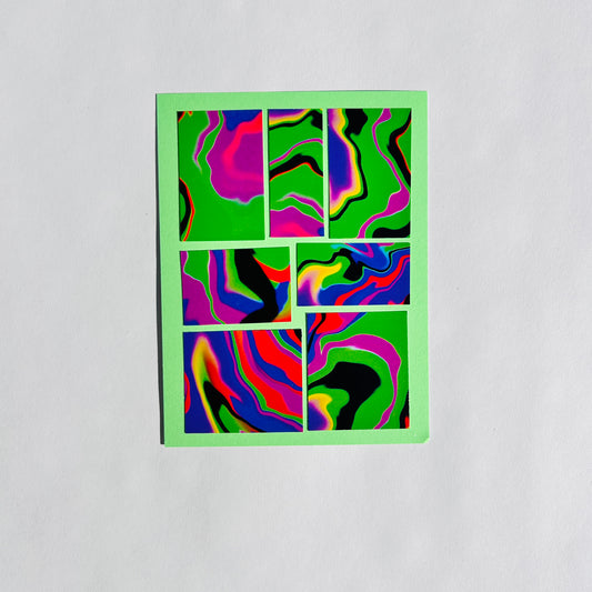 Prophetic Word: The Waves of Your Life Will Be Still. | Green Notecard with Pour Painting Collage